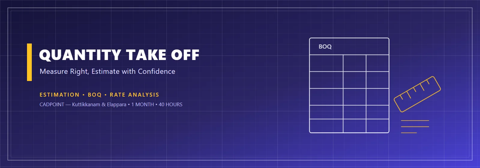 QTO (Quantity Take Off) course at CADPOINT